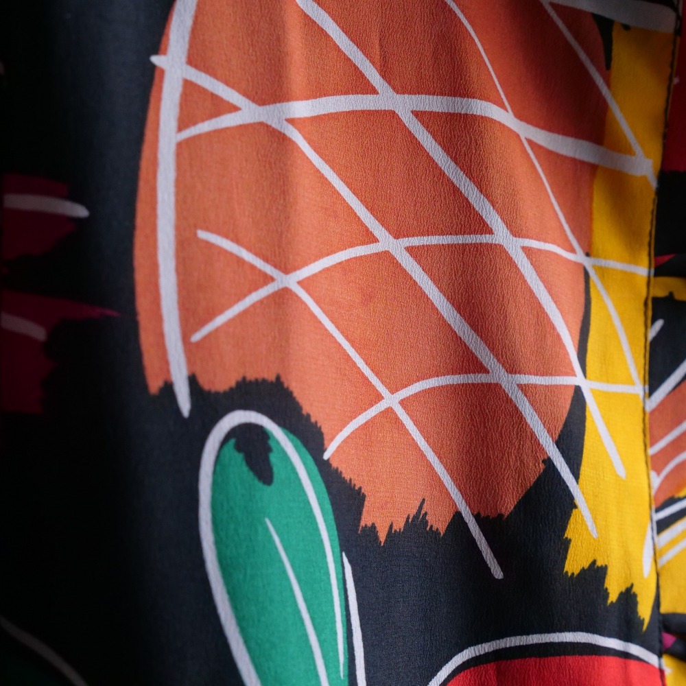 Fun vintage 80s Carole Little for Saint Tropez fruit print silk cropped blouse - Picture 6 of 8